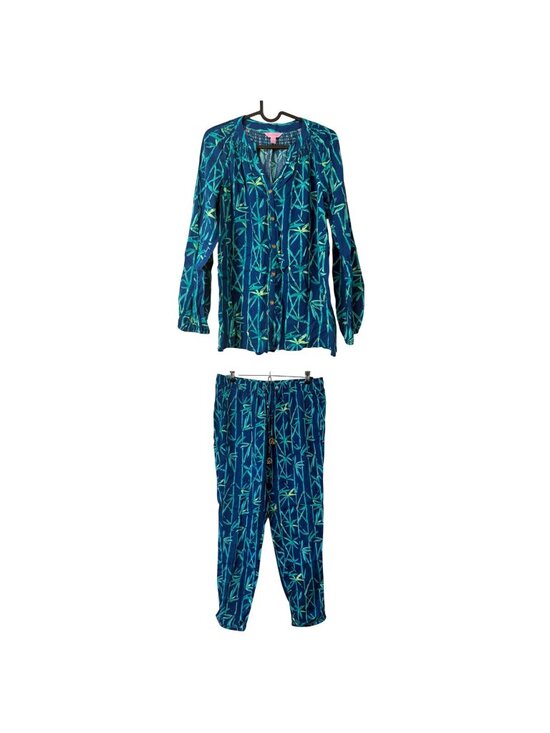Lilly Pulitzer Other - Lilly Pulitzer Blue Green Bamboo Blouse Pant Set Womens Size XS/S
